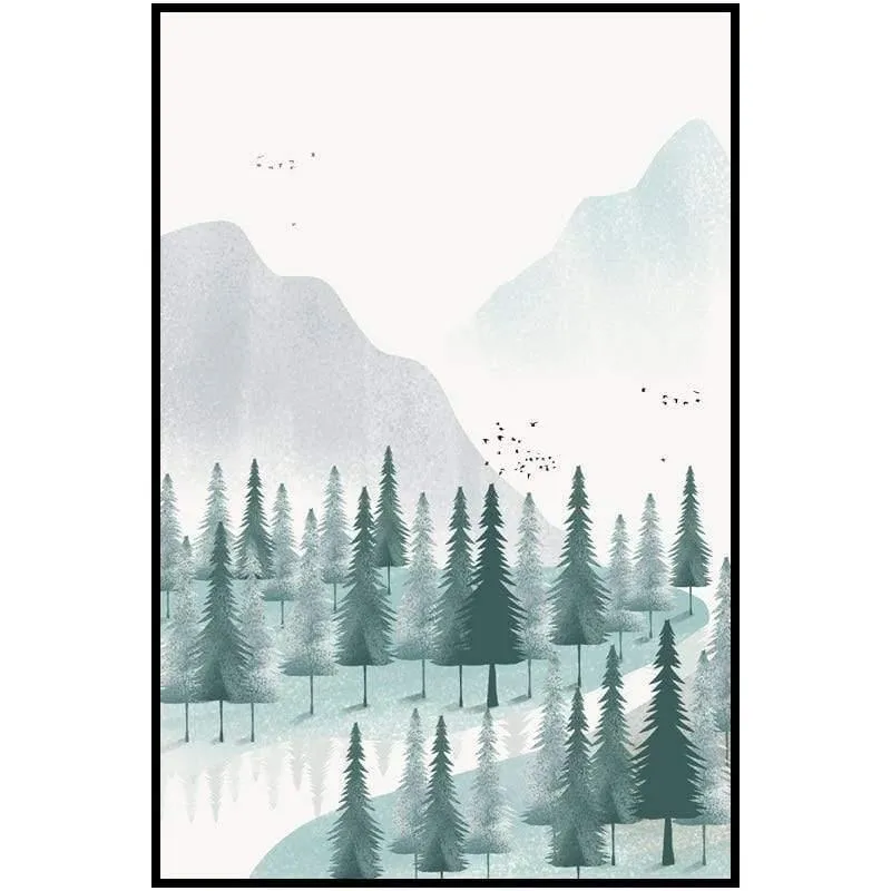 Moderne Minimalistische Wald Und Fluss Poster Landschaftsmalerei Druck Leinwand Malerei Bild Home Wandkunst Dekoration Benutzerdefinierte