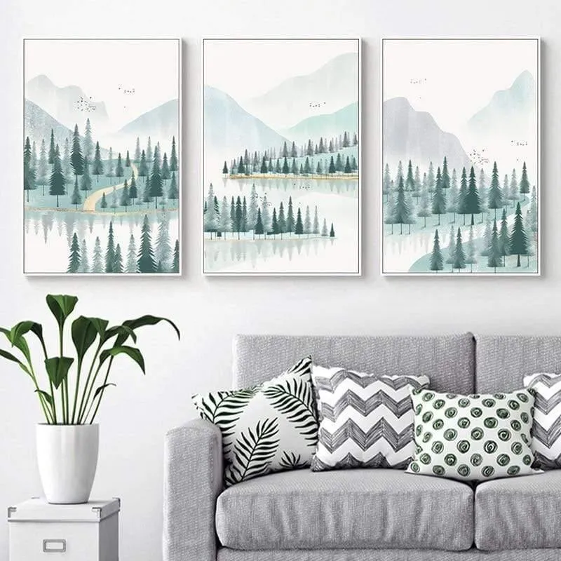 Moderne Minimalistische Wald Und Fluss Poster Landschaftsmalerei Druck Leinwand Malerei Bild Home Wandkunst Dekoration Benutzerdefinierte
