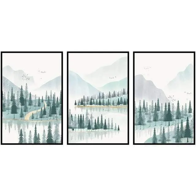 Moderne Minimalistische Wald Und Fluss Poster Landschaftsmalerei Druck Leinwand Malerei Bild Home Wandkunst Dekoration Benutzerdefinierte