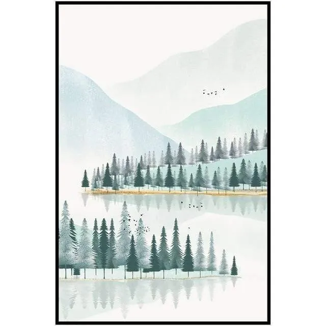 Moderne Minimalistische Wald Und Fluss Poster Landschaftsmalerei Druck Leinwand Malerei Bild Home Wandkunst Dekoration Benutzerdefinierte