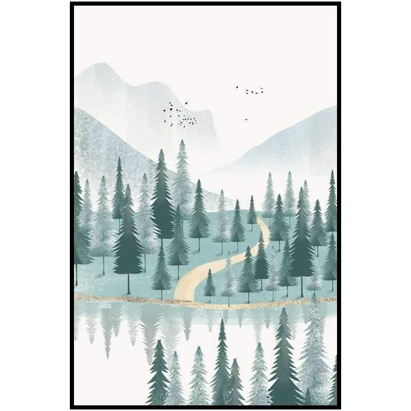 Moderne Minimalistische Wald Und Fluss Poster Landschaftsmalerei Druck Leinwand Malerei Bild Home Wandkunst Dekoration Benutzerdefinierte