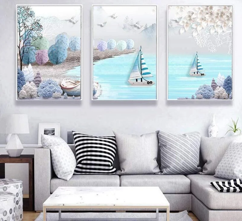 Nordic Einfache Abstrakte Fisch Gruppe Poster und Drucke Wand Kunstdruck Leinwand Malerei Dekorative Bild für Wohnzimmer Minimalis