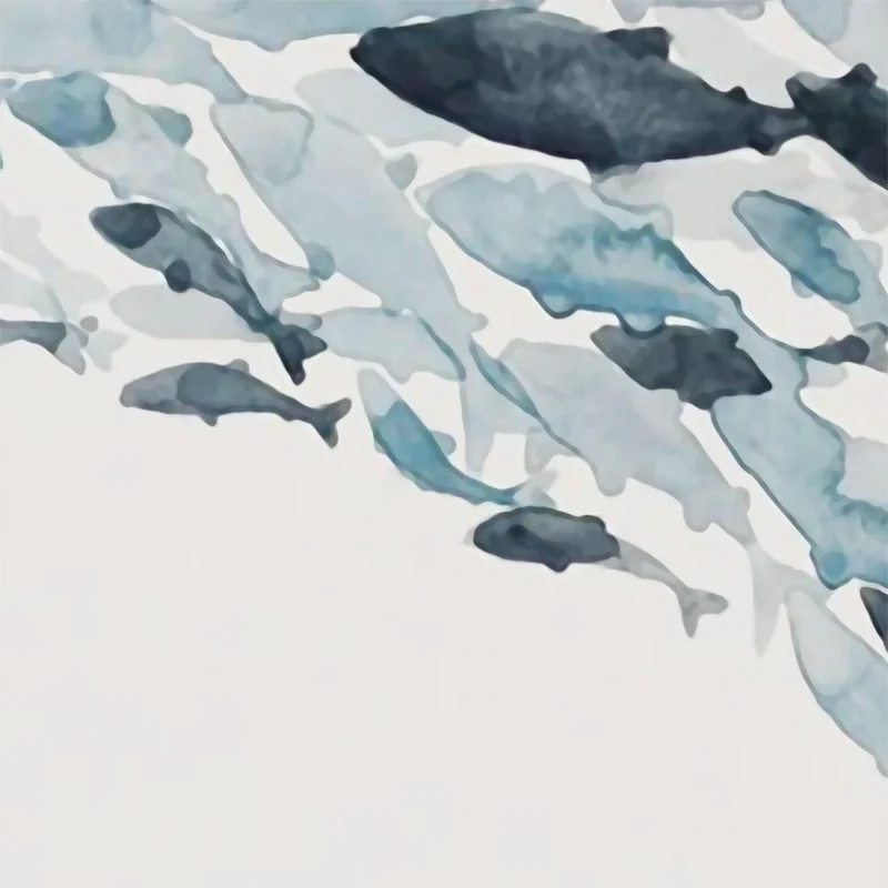 Nordic Einfache Abstrakte Fisch Gruppe Poster und Drucke Wand Kunstdruck Leinwand Malerei Dekorative Bild für Wohnzimmer Minimalis