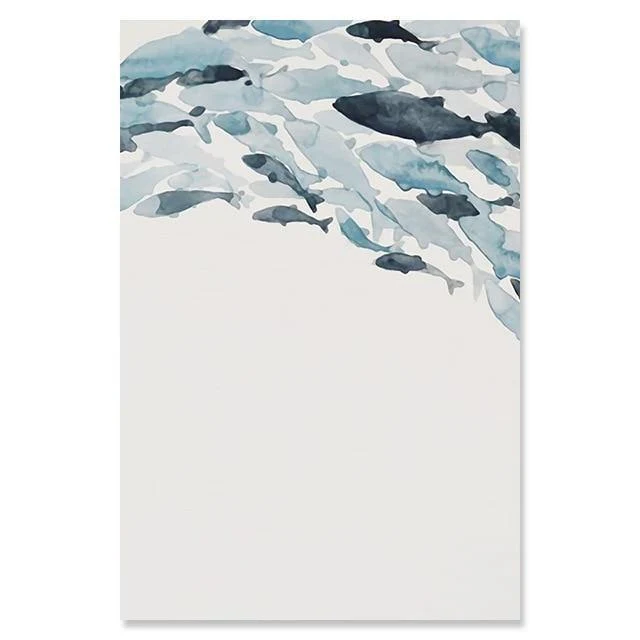 Nordic Einfache Abstrakte Fisch Gruppe Poster und Drucke Wand Kunstdruck Leinwand Malerei Dekorative Bild für Wohnzimmer Minimalis