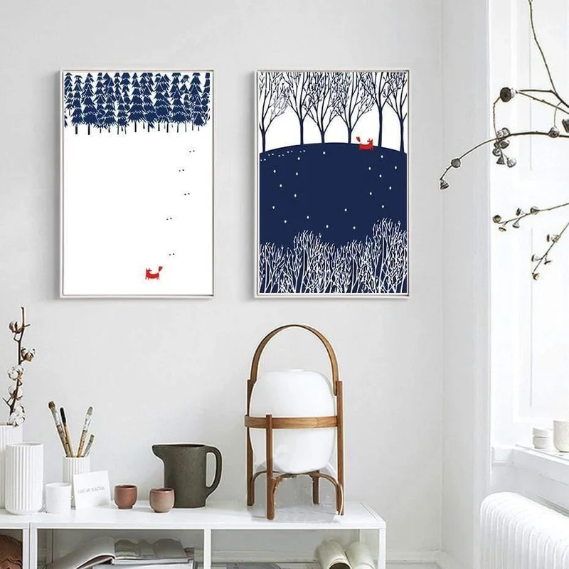 Nordic Einfache Abstrakte Fisch Gruppe Poster und Drucke Wand Kunstdruck Leinwand Malerei Dekorative Bild für Wohnzimmer Minimalis