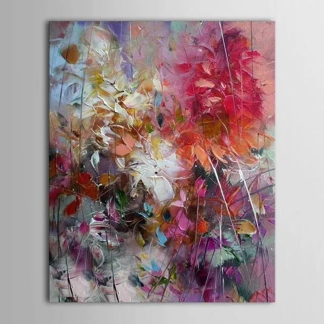 Handgemaltes florales lila abstraktes Ölgemälde, moderne Wandkunst, Wohnzimmer, ohne Rahmen, Bild, Heimdekoration, Gemälde