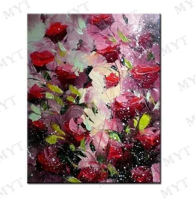 Handgemaltes florales lila abstraktes Ölgemälde, moderne Wandkunst, Wohnzimmer, ohne Rahmen, Bild, Heimdekoration, Gemälde