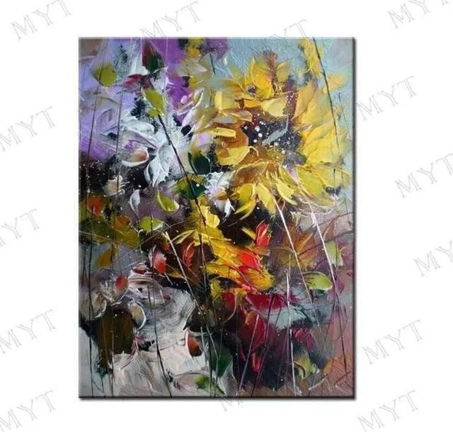 Handgemaltes florales lila abstraktes Ölgemälde, moderne Wandkunst, Wohnzimmer, ohne Rahmen, Bild, Heimdekoration, Gemälde