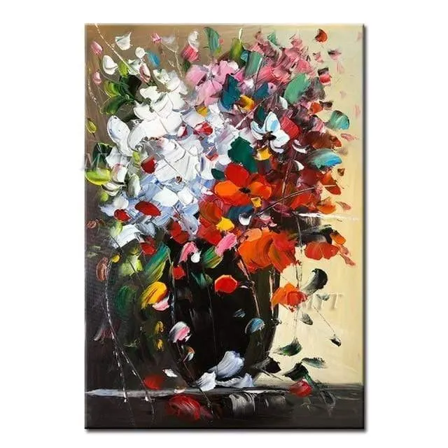 Handgemaltes florales lila abstraktes Ölgemälde, moderne Wandkunst, Wohnzimmer, ohne Rahmen, Bild, Heimdekoration, Gemälde