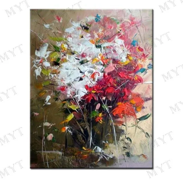 Handgemaltes florales lila abstraktes Ölgemälde, moderne Wandkunst, Wohnzimmer, ohne Rahmen, Bild, Heimdekoration, Gemälde