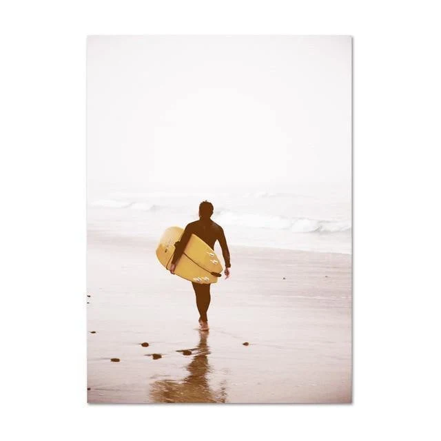 California Surf Kunstdrucke Strand Wandkunst Sommer Print Sonnenuntergang Landschaft Leinwand Malerei Surfbrett Boho Decor Coastal Poster