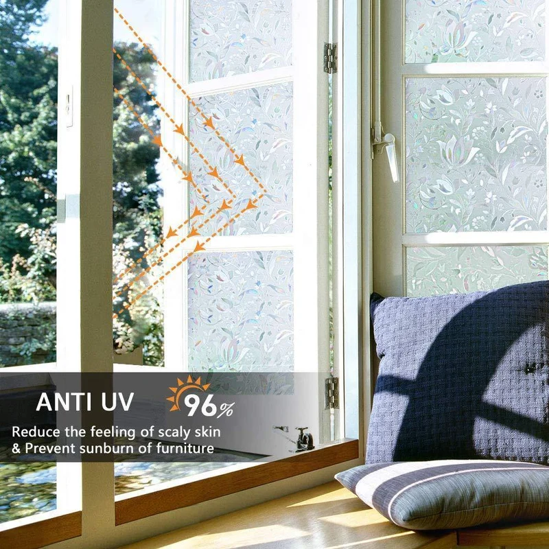 Einfache Installation Klebrig Kein Kleber Fensterfolie Selbstklebende 3D-Tönung Dekorative Glasmalerei Folie Privatsphäre Aufkleber Tulip Fensterabdeckung