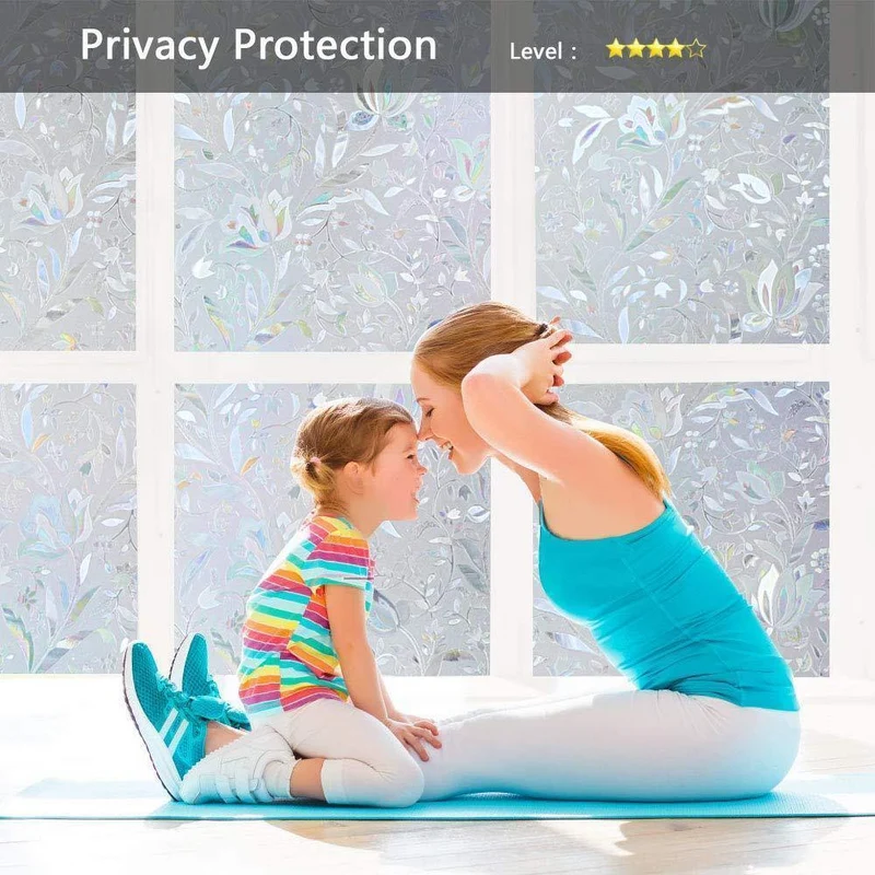 Einfache Installation Klebrig Kein Kleber Fensterfolie Selbstklebende 3D-Tönung Dekorative Glasmalerei Folie Privatsphäre Aufkleber Tulip Fensterabdeckung