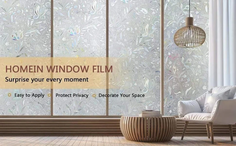 Einfache Installation Klebrig Kein Kleber Fensterfolie Selbstklebende 3D-Tönung Dekorative Glasmalerei Folie Privatsphäre Aufkleber Tulip Fensterabdeckung