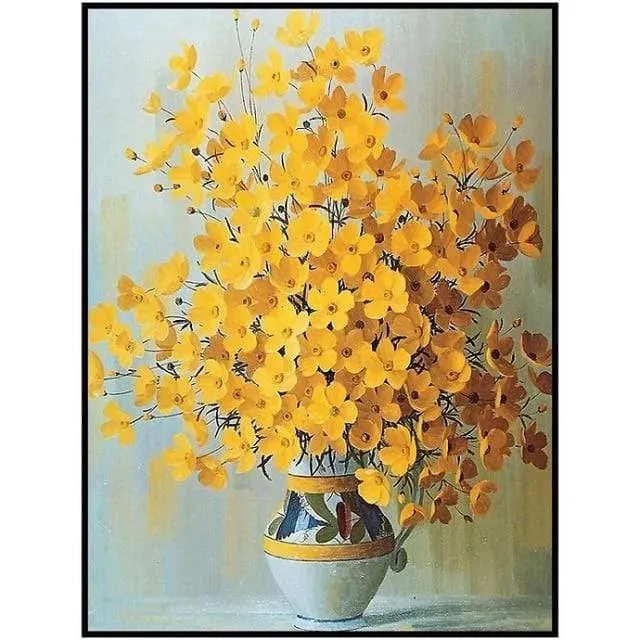 Modernes, minimalistisches Topfblumen-Poster, rot, gelb, orange, Blumendruck, Leinwandgemälde, Heimwandkunst, Dekoration, kann individuell angepasst werden