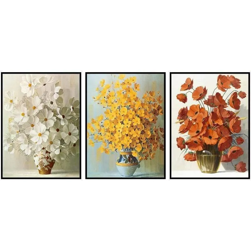 Modernes, minimalistisches Topfblumen-Poster, rot, gelb, orange, Blumendruck, Leinwandgemälde, Heimwandkunst, Dekoration, kann individuell angepasst werden