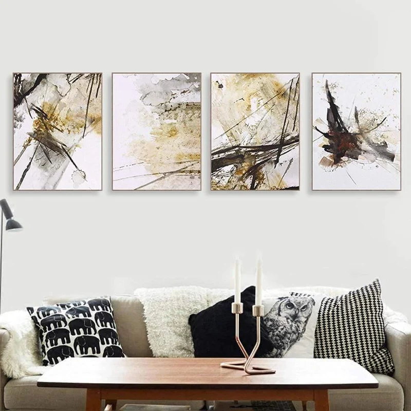 Modernes, minimalistisches Topfblumen-Poster, rot, gelb, orange, Blumendruck, Leinwandgemälde, Heimwandkunst, Dekoration, kann individuell angepasst werden