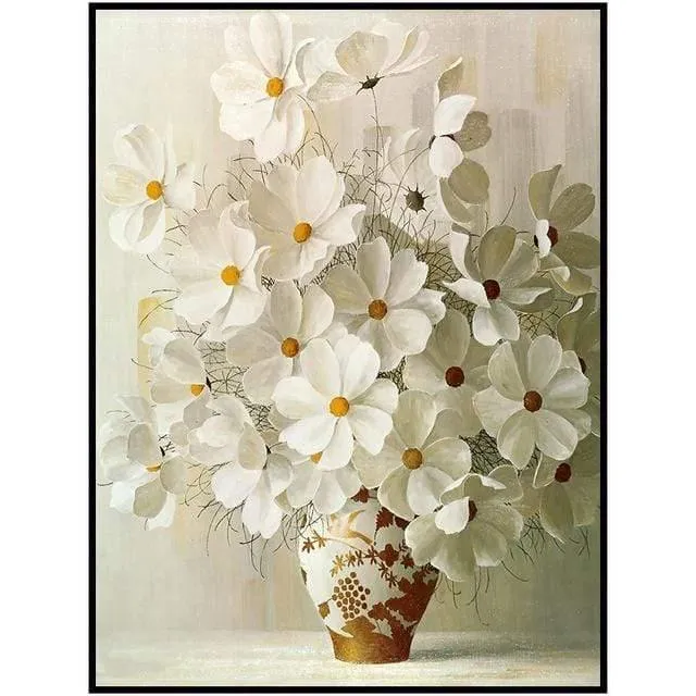 Modernes, minimalistisches Topfblumen-Poster, rot, gelb, orange, Blumendruck, Leinwandgemälde, Heimwandkunst, Dekoration, kann individuell angepasst werden