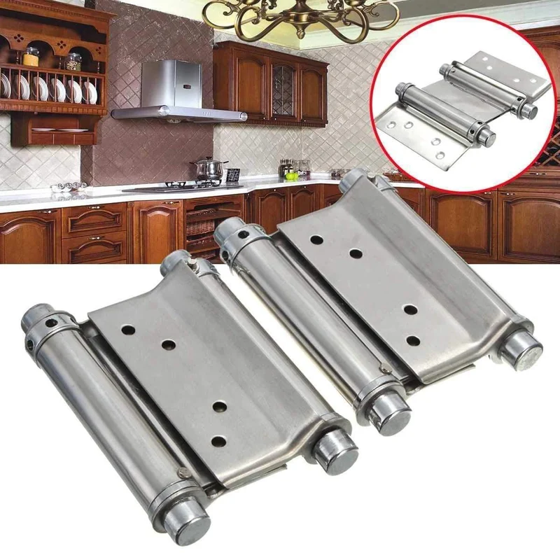 2 Stücke 3 Zoll Double Action Federscharnier Saloon Cafe Tür Pendeltür Edelstahl Scharnier Geeignet Tür Dicke: 2.5-3.5 cm