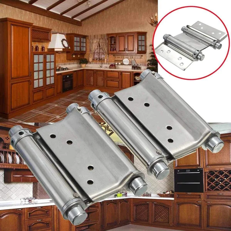 2 Stücke 3 Zoll Double Action Federscharnier Saloon Cafe Tür Pendeltür Edelstahl Scharnier Geeignet Tür Dicke: 2.5-3.5 cm