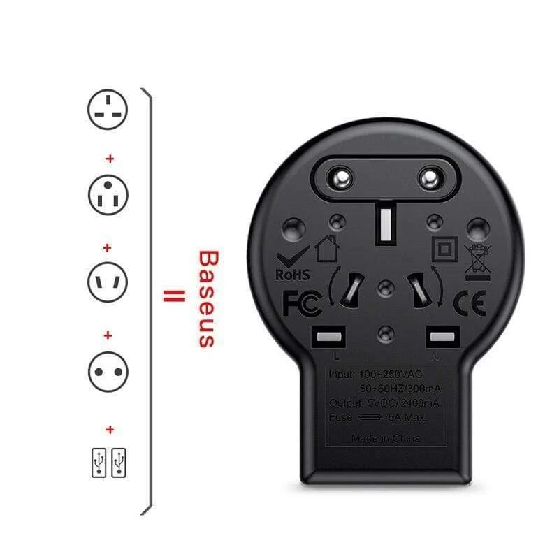 Baseus Universal USB-Ladegerät Tragbares USB-Wechselstromadapter Travel Wall Charger (Universal)