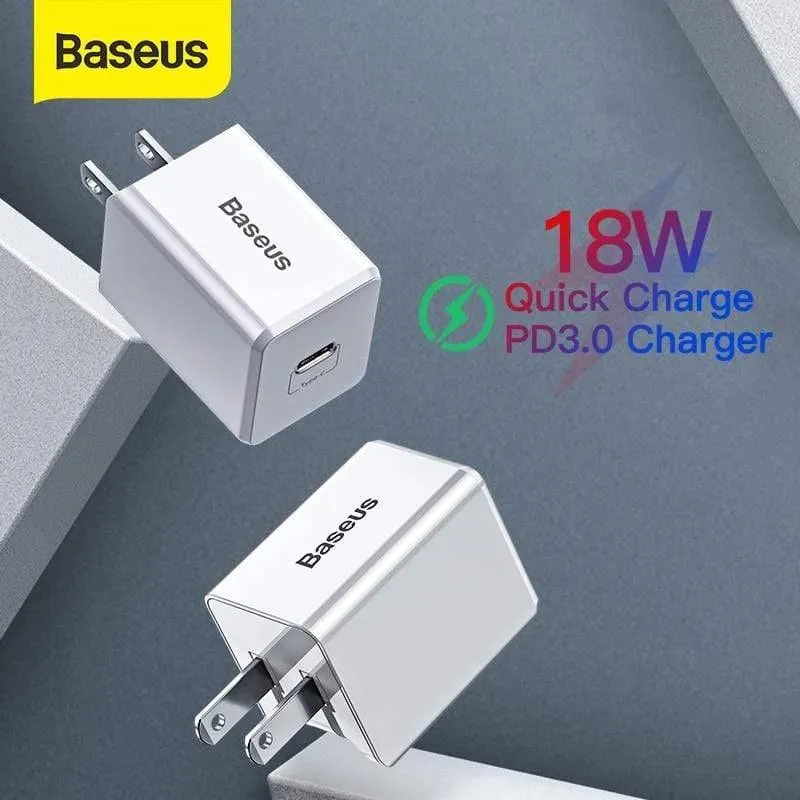 Baseus US Plug PD-Ladegerät 18 W Unterstützung USB Typ C PD-Schnellladegerät Tragbares Wandadapter-Ladegerät (US PLUG CHARGER)
