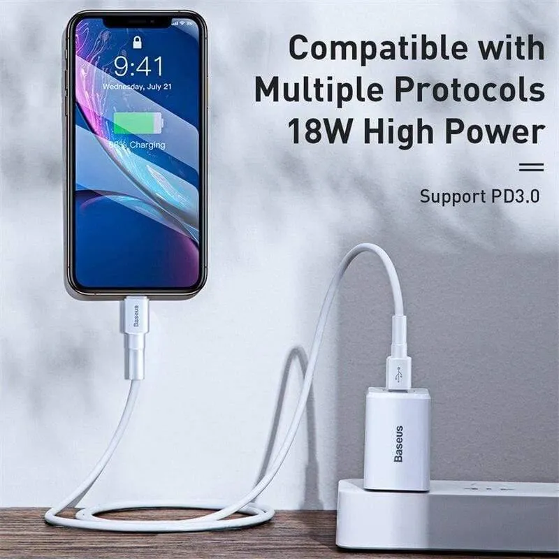 Baseus US Plug PD-Ladegerät 18 W Unterstützung USB Typ C PD-Schnellladegerät Tragbares Wandadapter-Ladegerät (US PLUG CHARGER)