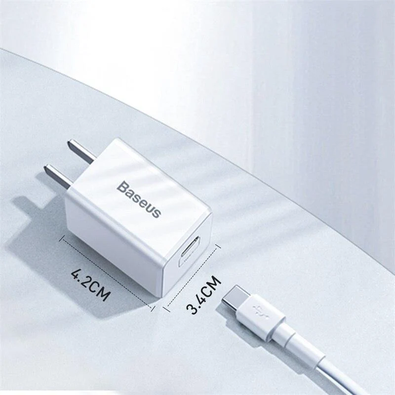 Baseus US Plug PD-Ladegerät 18 W Unterstützung USB Typ C PD-Schnellladegerät Tragbares Wandadapter-Ladegerät (US PLUG CHARGER)