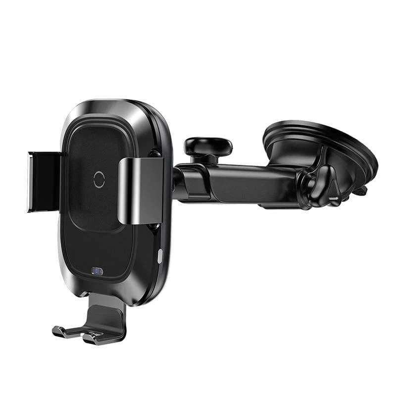 Baseus Qi Kabelloses Autoladegerät für iPhone, schnelles kabelloses Laden, Autohalterung für Samsung, Infrarot-Induktions-Autotelefonhalter, Ständer (schwarz)