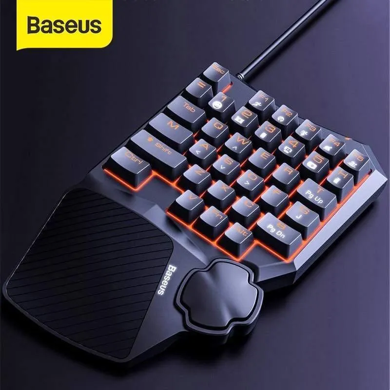 Baseus Wired Gaming Keypad für Smartphone-Spieletastatur und LED-Hintergrundbeleuchtung 35 Tasten Einhändige mechanische Tastatur für LOL / PUBG / CF (schwarz-blauer Schalter)