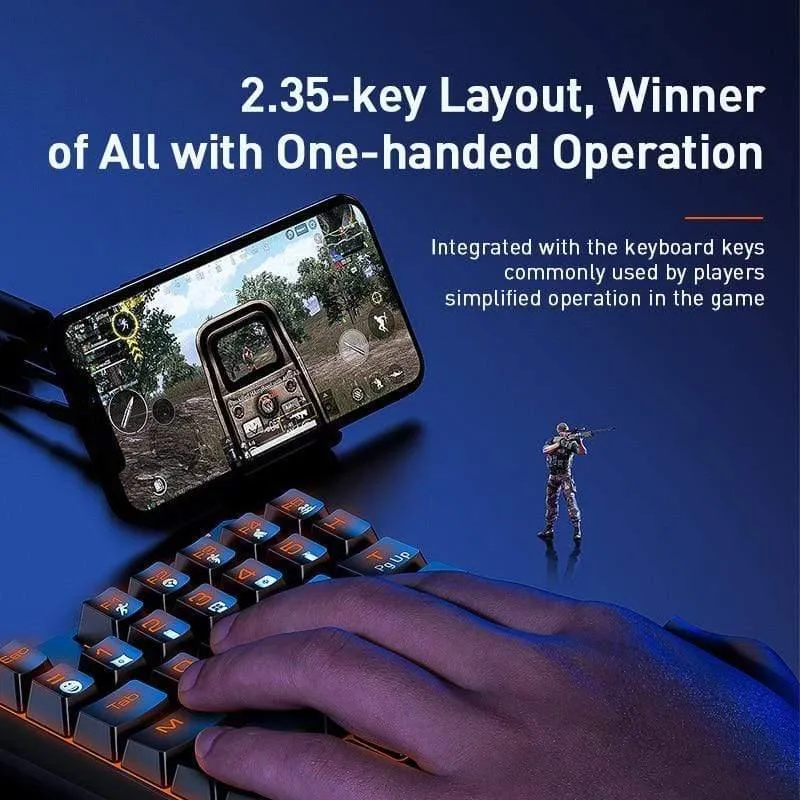 Baseus Wired Gaming Keypad für Smartphone-Spieletastatur und LED-Hintergrundbeleuchtung 35 Tasten Einhändige mechanische Tastatur für LOL / PUBG / CF (schwarz-blauer Schalter)