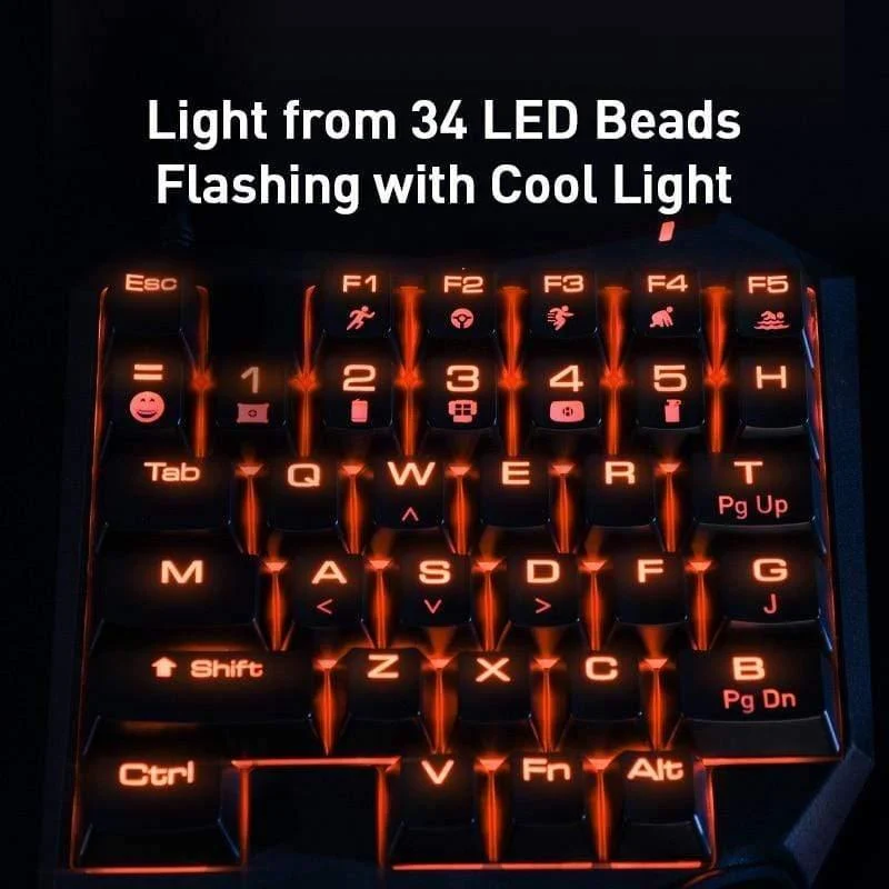 Baseus Wired Gaming Keypad für Smartphone-Spieletastatur und LED-Hintergrundbeleuchtung 35 Tasten Einhändige mechanische Tastatur für LOL / PUBG / CF (schwarz-blauer Schalter)