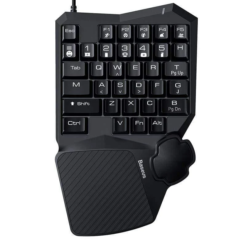 Baseus Wired Gaming Keypad für Smartphone-Spieletastatur und LED-Hintergrundbeleuchtung 35 Tasten Einhändige mechanische Tastatur für LOL / PUBG / CF (schwarz-blauer Schalter)