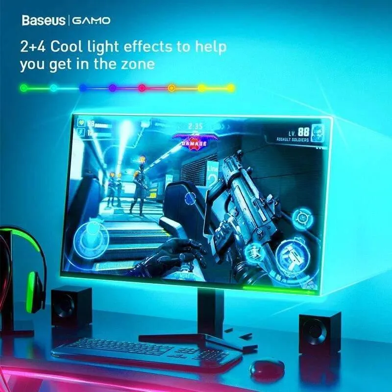 Baseus 5M LED-Lichtleiste RGB 5050 Flexibles LED-Gaming-Lichtbandband 12V DIY Aura Sync-Beleuchtung für PC-Computer Mid Tower (1.5M Schwarz 0-5W)