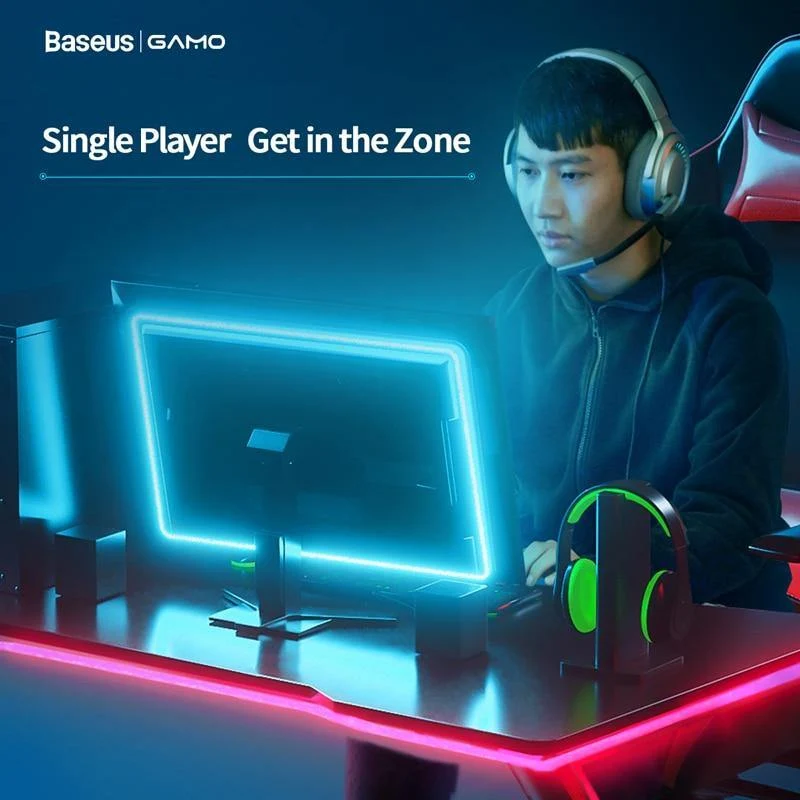 Baseus 5M LED-Lichtleiste RGB 5050 Flexibles LED-Gaming-Lichtbandband 12V DIY Aura Sync-Beleuchtung für PC-Computer Mid Tower (1.5M Schwarz 0-5W)