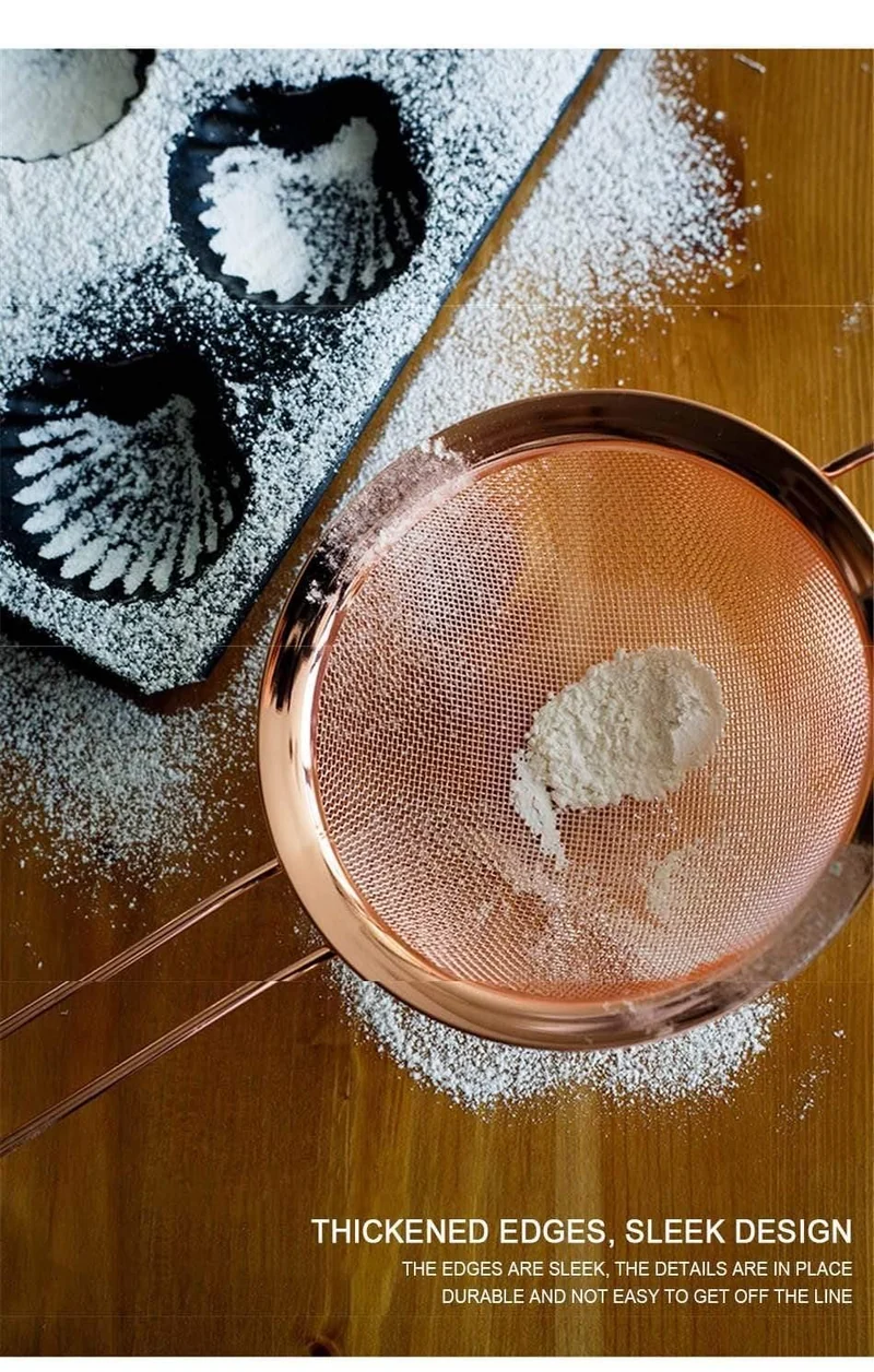 Edelstahl Sieb Mesh Sieb Küche Handheld Rose Gold Mehl Sieb Kochen Öl Sieb Sieb Küche Zubehör