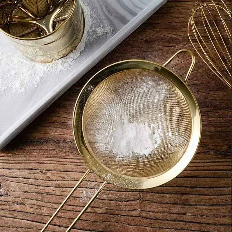 Edelstahl Sieb Mesh Sieb Küche Handheld Rose Gold Mehl Sieb Kochen Öl Sieb Sieb Küche Zubehör