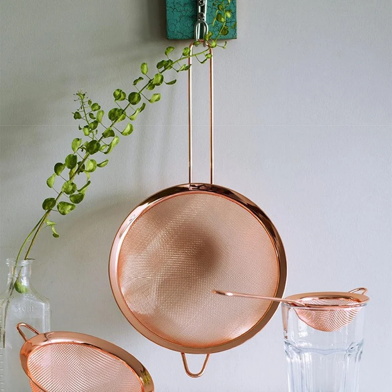 Edelstahl Sieb Mesh Sieb Küche Handheld Rose Gold Mehl Sieb Kochen Öl Sieb Sieb Küche Zubehör