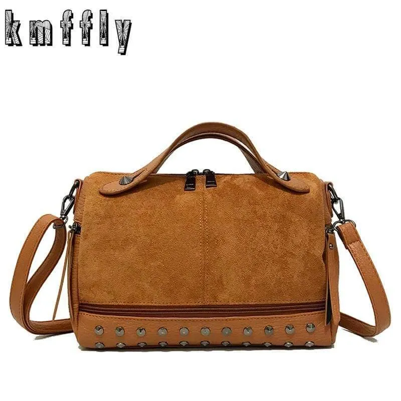 Mode Frauen Top-griff Taschen mit Nieten Kleine Vintage Motorrad Tragetaschen Sac 2019 Hohe Qualität Leder Weibliche Schulter tasche