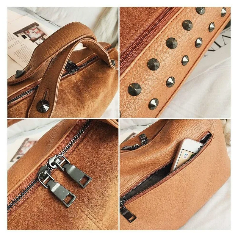 Mode Frauen Top-griff Taschen mit Nieten Kleine Vintage Motorrad Tragetaschen Sac 2019 Hohe Qualität Leder Weibliche Schulter tasche