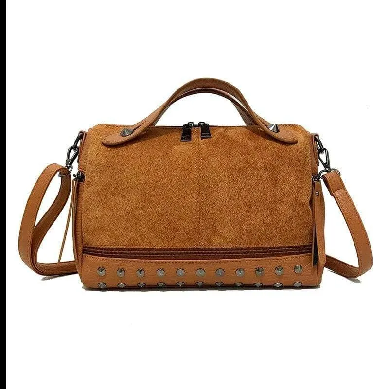 Mode Frauen Top-griff Taschen mit Nieten Kleine Vintage Motorrad Tragetaschen Sac 2019 Hohe Qualität Leder Weibliche Schulter tasche