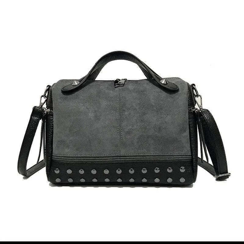 Mode Frauen Top-griff Taschen mit Nieten Kleine Vintage Motorrad Tragetaschen Sac 2019 Hohe Qualität Leder Weibliche Schulter tasche