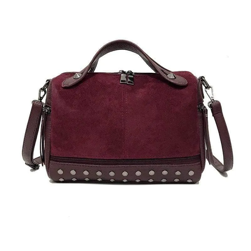 Mode Frauen Top-griff Taschen mit Nieten Kleine Vintage Motorrad Tragetaschen Sac 2019 Hohe Qualität Leder Weibliche Schulter tasche