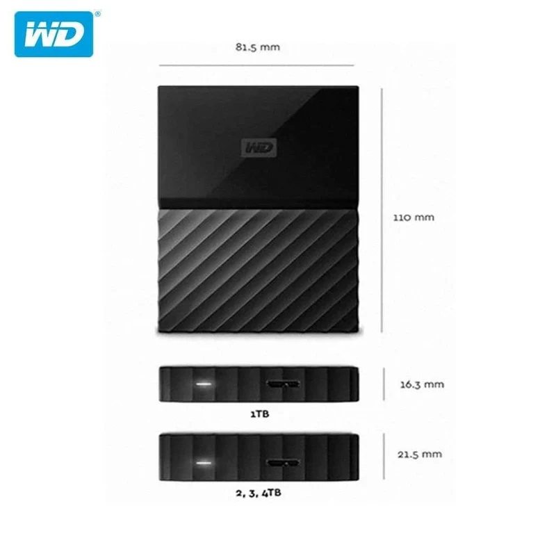 Digital My Passport HDD 1 TB 2 TB 4 TB USB 3.0 Portable externe Festplatte mit HDD-Kabel Windows Mac