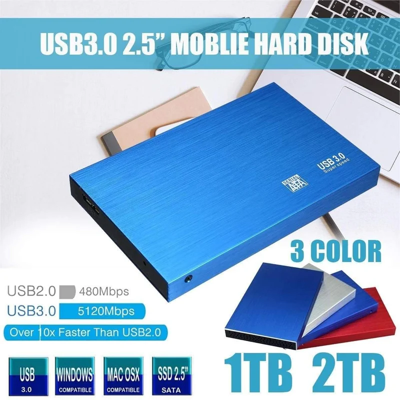 2.5 Externe Festplatte 1 TB 2 TB Speicher USB3.0-Festplatte Vibrations- und Fallschutz für mobile Festplatten Für die Mac Xbox PS4 TV-Box