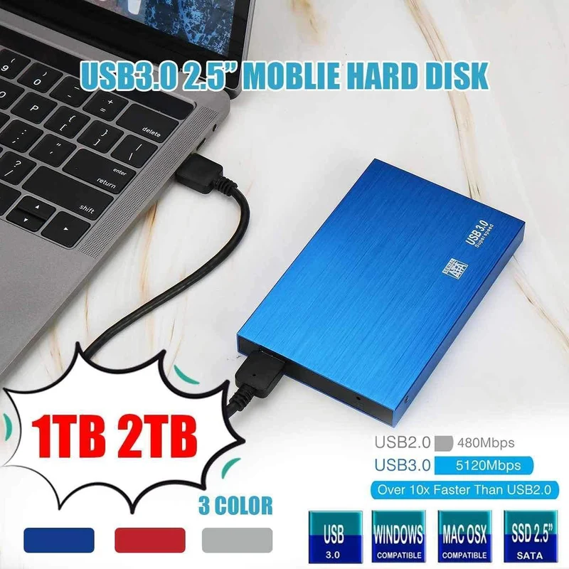 2.5 Externe Festplatte 1 TB 2 TB Speicher USB3.0-Festplatte Vibrations- und Fallschutz für mobile Festplatten Für die Mac Xbox PS4 TV-Box