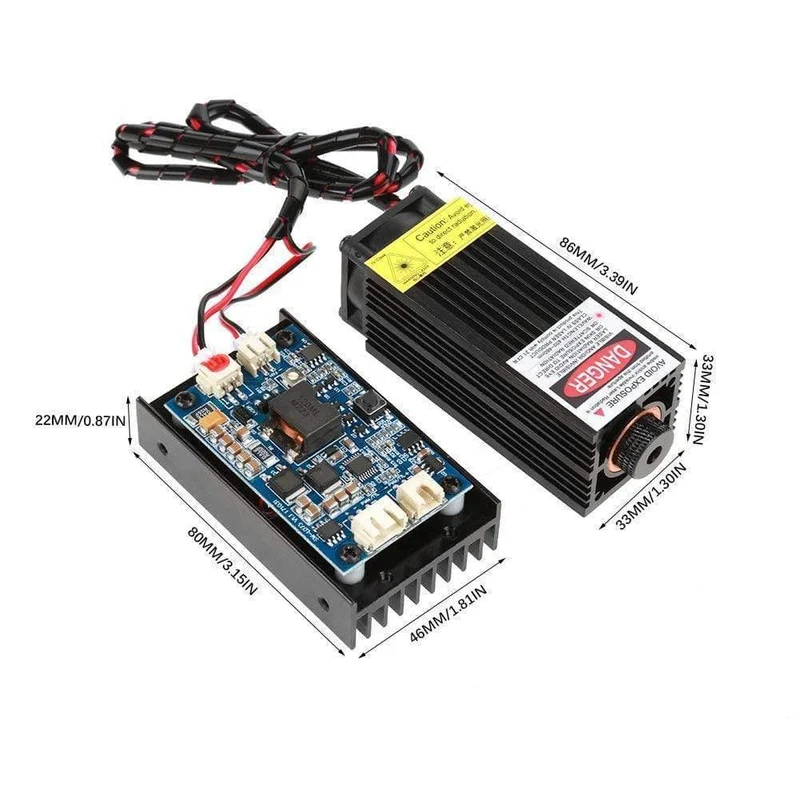 Laser 15w Kopflasermodul 15w 450nm Blu-ray Lasergravurmaschine Holzbearbeitungsmaschinenteile Heimwerkerwerkzeuge mit TTL-Stromversorgung
