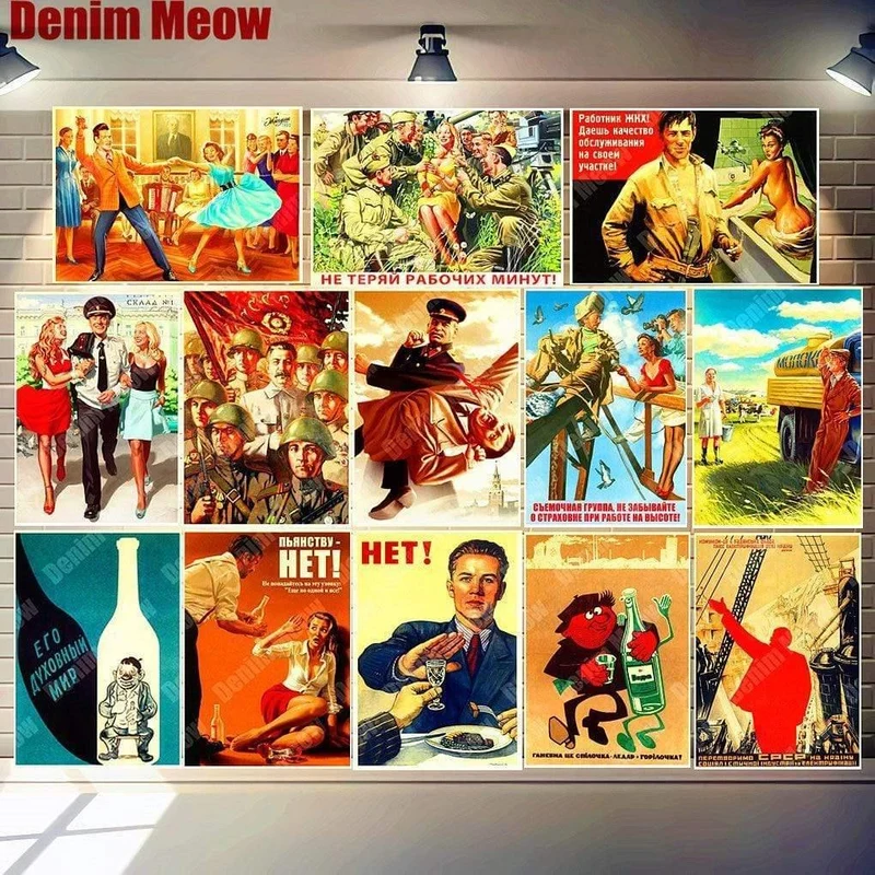 Stalin UDSSR CCCP Retro Metall Poster Vintage Zinn Zeichen Home Bar Cafe Zimmer Pub Dekoration Russische Dame Wand Kunst Aufkleber n318