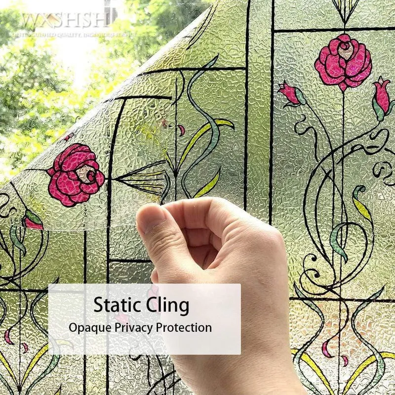 Sichtschutzfolie für Fenster in mehreren Größen, statisch haftende Tönung für Buntglasfenster, UV-Schutz-Solarfolie, Vinyl-Glasabdeckungen zur Wärmeregulierung (Rosa)
