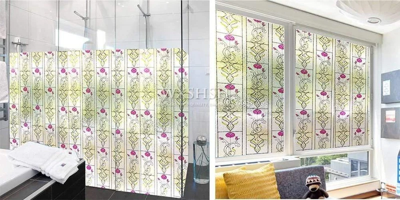 Sichtschutzfolie für Fenster in mehreren Größen, statisch haftende Tönung für Buntglasfenster, UV-Schutz-Solarfolie, Vinyl-Glasabdeckungen zur Wärmeregulierung (Rosa)
